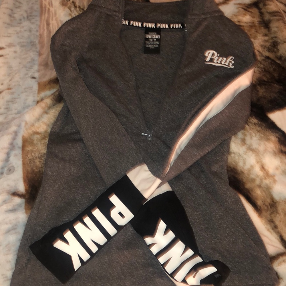 PINK, long sleeve quarter zip